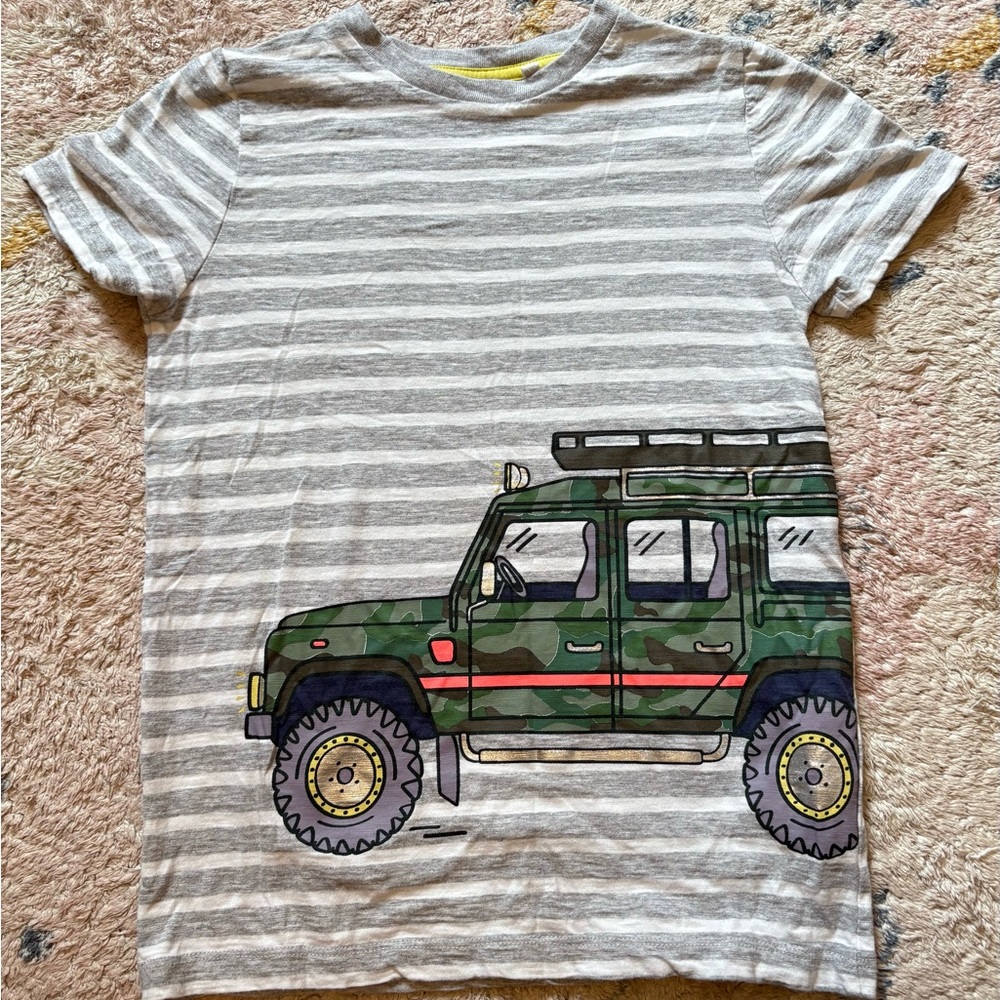 Mini Boden Boys Shirt Short Sleeve Camo Jeep 9-10Y
